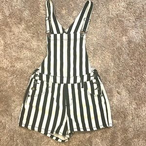 Hot topic- Blackheart Black and white striped romper.